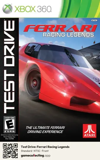 Test Drive: Ferrari Racing Legends Xbox 360, NTSC box front