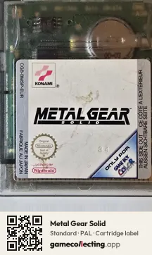 Metal Gear Solid Game Boy Color, PAL cartridge label