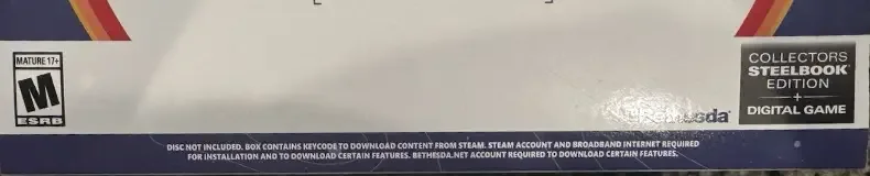 Starfield, the ESRB box on its front