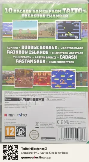Taito Milestones 3 Nintendo Switch, United Kingdom box back