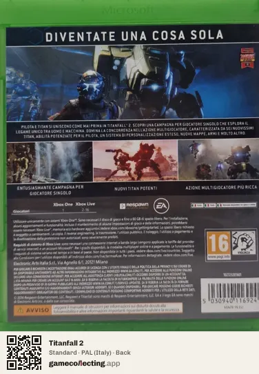 Titanfall 2 Xbox One, Italy box back