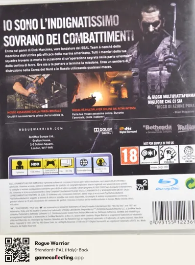 Rogue Warrior PlayStation 3, Italy box back
