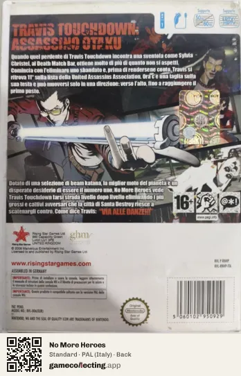 No More Heroes Nintendo Wii, Italy box back