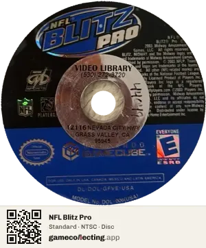 NFL Blitz Pro Nintendo GameCube, NTSC disc