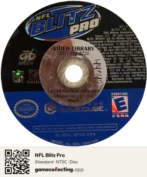 NFL Blitz Pro Nintendo GameCube, NTSC disc