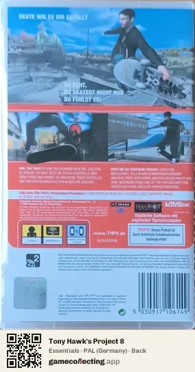 Tony Hawk's Project 8 PlayStation Portable, Germany box back