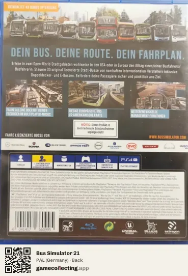 Bus Simulator 21 PlayStation 4, Germany box back