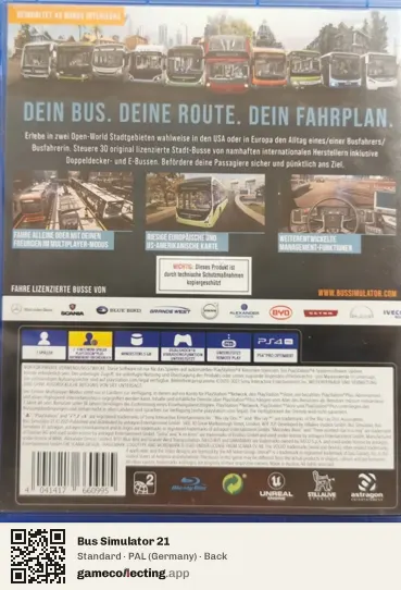 Bus Simulator 21 PlayStation 4, Germany box back