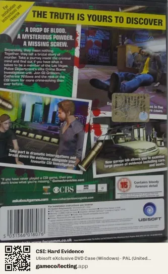 CSI: Hard Evidence Computer, United Kingdom box back