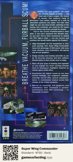 Super Wing Commander 3DO Interactive Multiplayer, NTSC box back