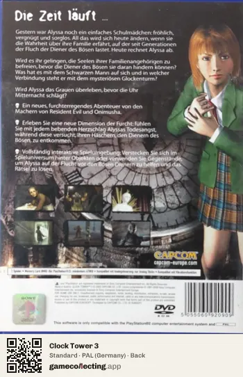 Clock Tower 3 PlayStation 2, Germany box back