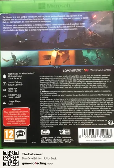 The Falconeer Xbox Series X, PAL box back