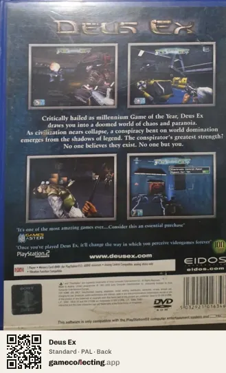 Deus Ex PlayStation 2, PAL box back