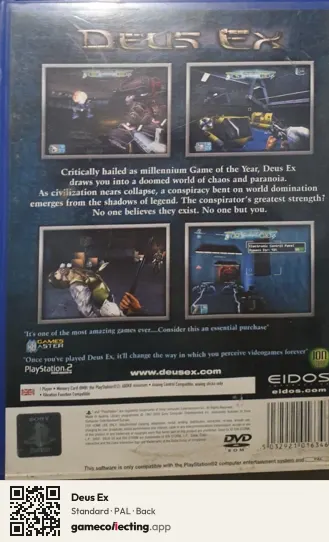 Deus Ex PlayStation 2, PAL box back