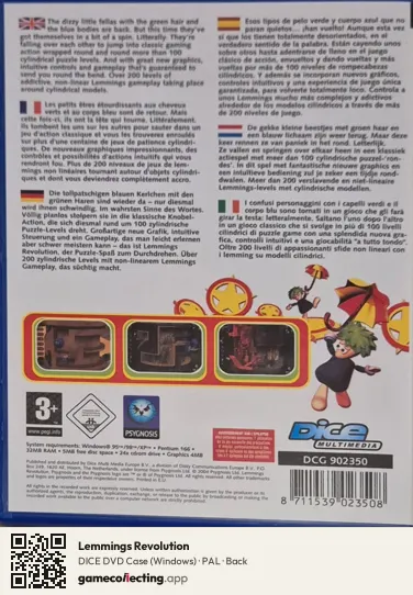 Lemmings Revolution Computer, PAL box back