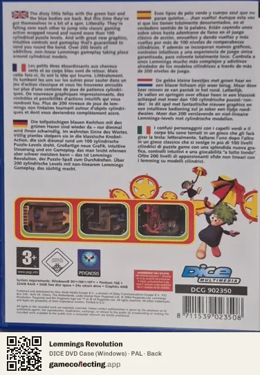 Lemmings Revolution Computer, PAL box back