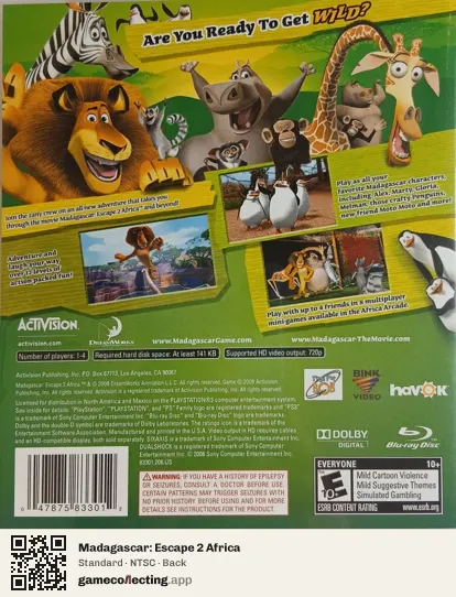 Madagascar: Escape 2 Africa PlayStation 3, NTSC box back