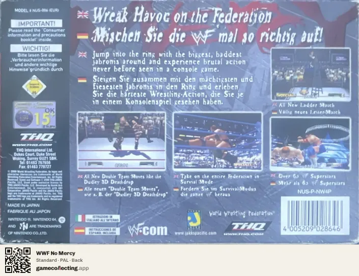 WWF No Mercy Nintendo 64, PAL box back