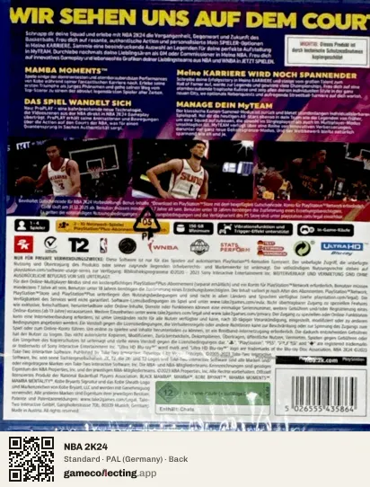 NBA 2K24 PlayStation 5, Germany box back