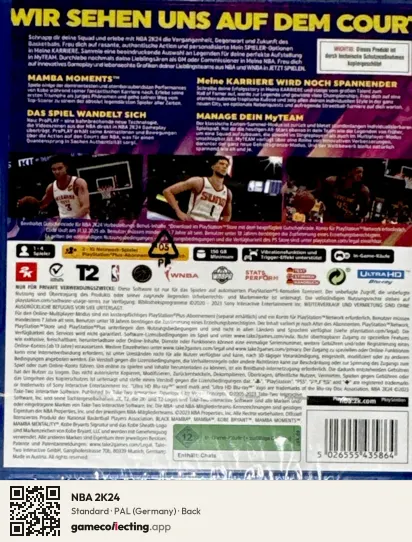 NBA 2K24 PlayStation 5, Germany box back