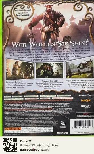 Fable II Xbox 360, Germany box back