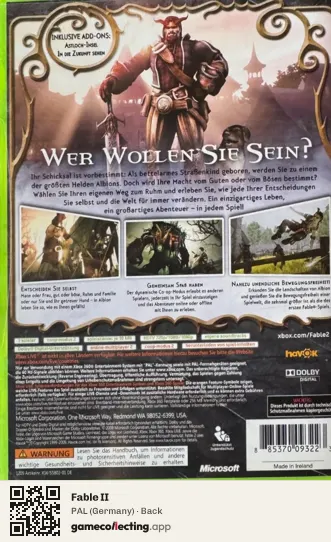 Fable II Xbox 360, Germany box back
