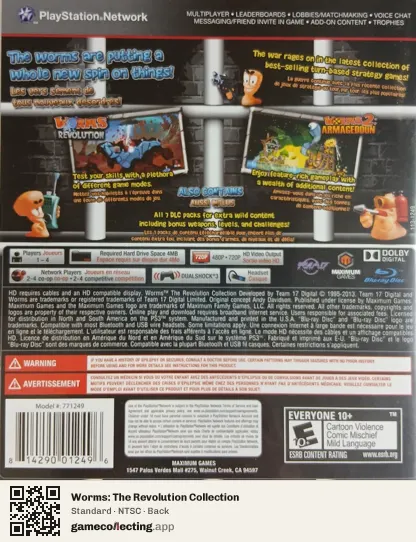 Worms: The Revolution Collection PlayStation 3, NTSC box back