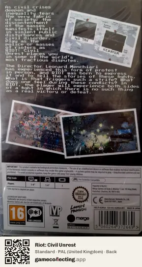 Riot: Civil Unrest Nintendo Switch, United Kingdom box back