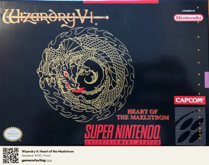 Wizardry V: Heart of the Maelstrom Super Nintendo Entertainment System, NTSC box front