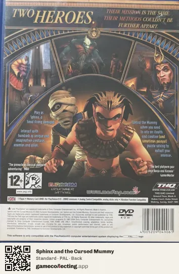 Sphinx and the Cursed Mummy PlayStation 2, PAL box back