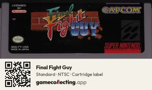 Final Fight Guy Super Nintendo Entertainment System, NTSC cartridge label