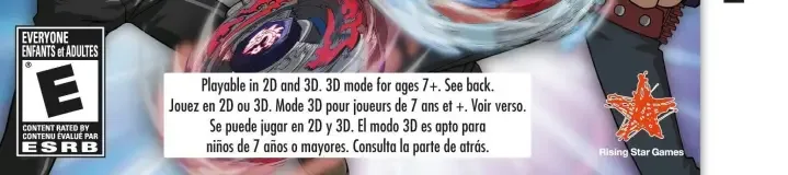 Beyblade: Evolution, the ESRB box on its front