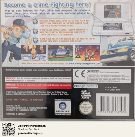 Jake Power: Policeman Nintendo DS, PAL box back