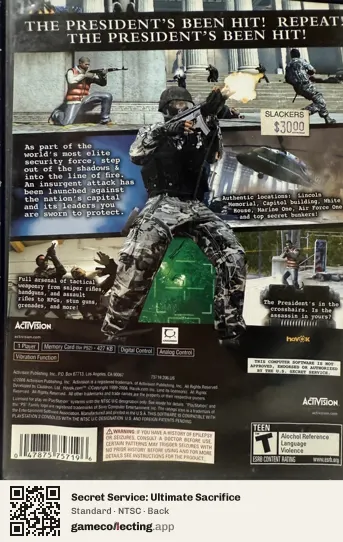 Secret Service: Ultimate Sacrifice PlayStation 2, NTSC box back