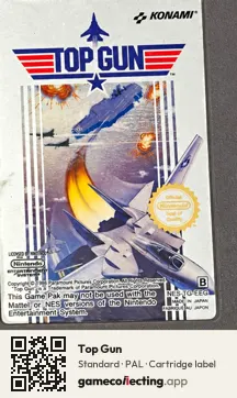 Top Gun Nintendo Entertainment System, PAL cartridge label