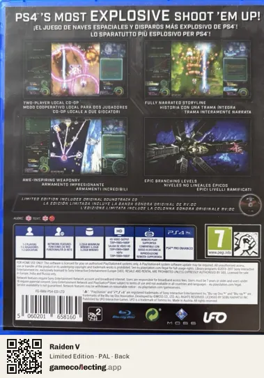 Raiden V PlayStation 4, PAL box back