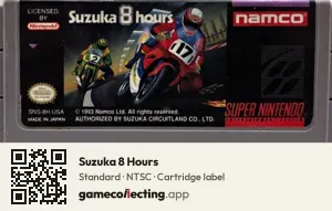 Suzuka 8 Hours Super Nintendo Entertainment System, NTSC cartridge label