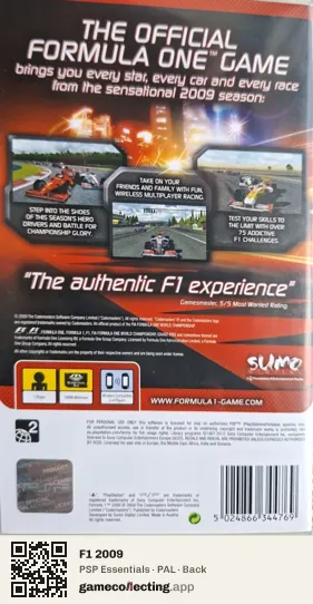 F1 2009 PlayStation Portable, PAL box back