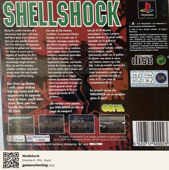 Shellshock PlayStation, PAL box back