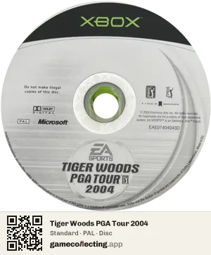 Tiger Woods PGA Tour 2004 Xbox, PAL disc