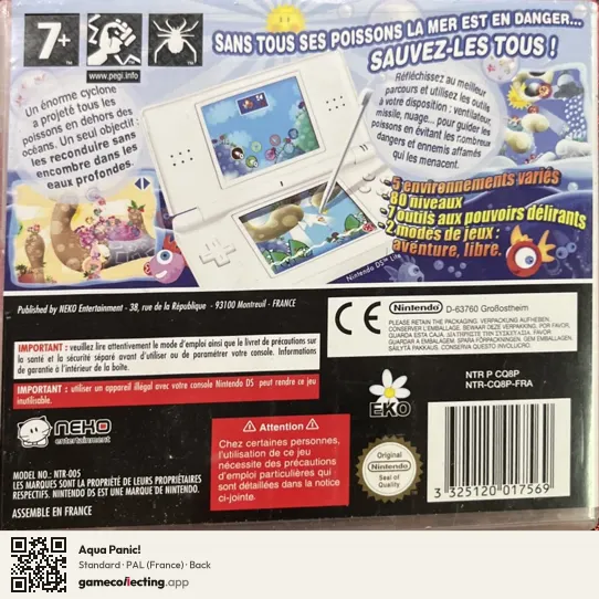 Aqua Panic! Nintendo DS, France box back