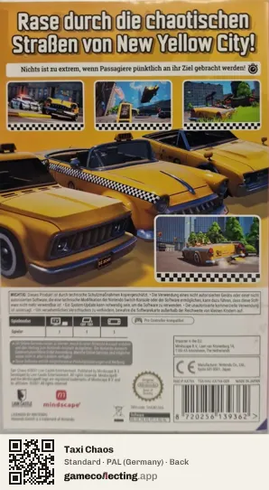 Taxi Chaos Nintendo Switch, Germany box back
