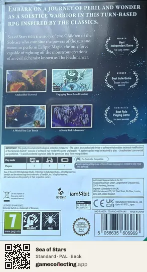 Sea of Stars Nintendo Switch, PAL box back