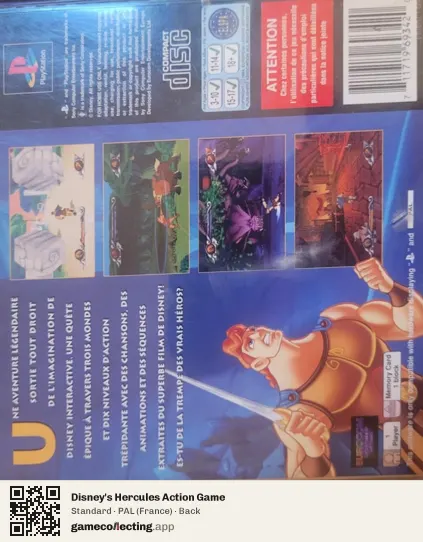 Disney's Hercules Action Game PlayStation, France box back