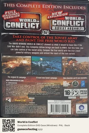 World in Conflict Computer, PAL box back