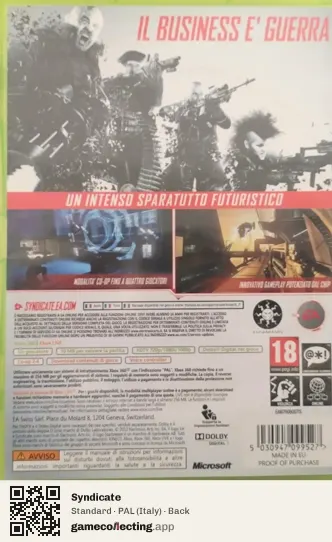 Syndicate Xbox 360, Italy box back