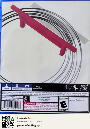 Absolute Drift PlayStation 4, NTSC box back