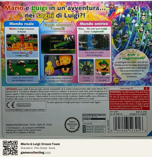 Mario & Luigi: Dream Team Nintendo 3DS, Italy box back