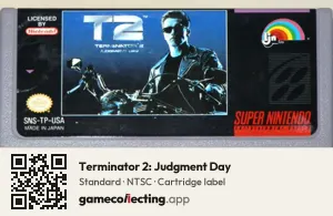 Terminator 2: Judgment Day Super Nintendo Entertainment System, NTSC cartridge label
