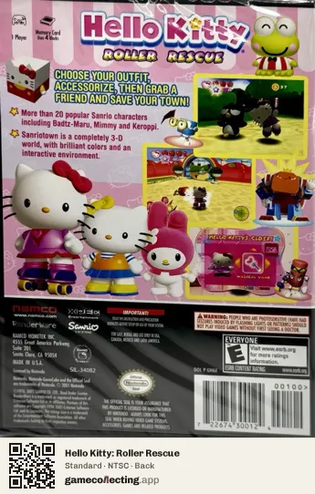 Hello Kitty: Roller Rescue Nintendo GameCube, NTSC box back